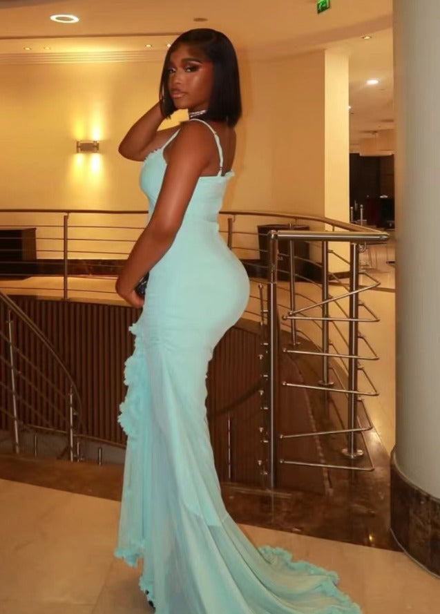Vestido Longo com Babados Vivella Valência - GOLDEN ERA