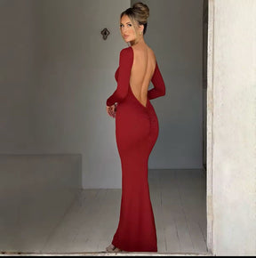 Vestido Manga Longa Costas Aberta Empina Bumbum Vivella Natalie