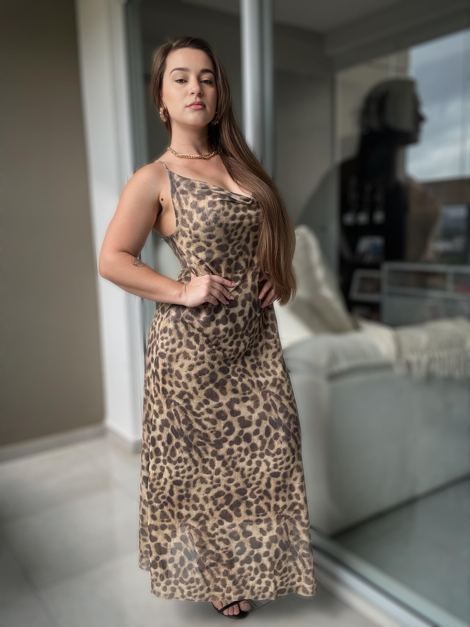Vestido Longo Animal Print Vivella Deleony