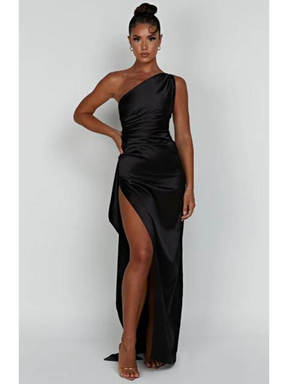 Vestido Longo de Cetim Vivella  Avery