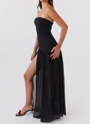 Vestido Longo Tomara que Caia  Com Fenda Vivella Eden
