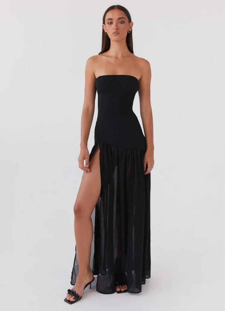 Vestido Longo Tomara que Caia  Com Fenda Vivella Eden