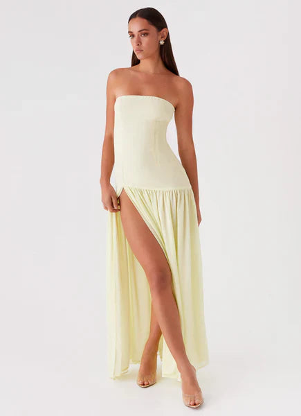 Vestido Longo Tomara que Caia  Com Fenda Vivella Eden
