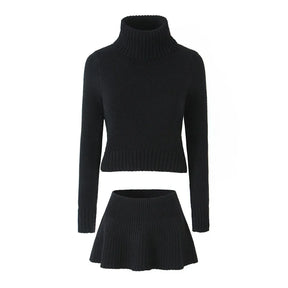 Conjunto Tricô Blusa Manga Comprida e Mini Saia Vivella Violet