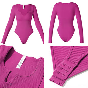Body Suit Shape Slim Manga Longa com Decote Vivella