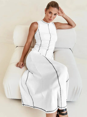 Vestido Midi de Malha Sem Mangas Vivella Eleganza