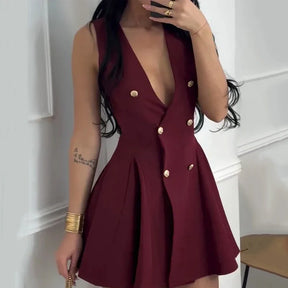 Vestido Curto Godê com Botões Vivella Mila