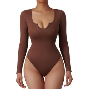 Body Suit Shape Slim Manga Longa com Decote Vivella