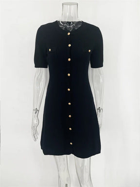 Vestido Curto Tricô com Botões Vivella Bele