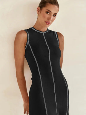 Vestido Midi de Malha Sem Mangas Vivella Eleganza