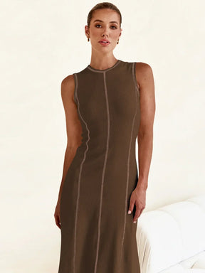 Vestido Midi de Malha Sem Mangas Vivella Eleganza