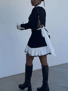 Vestido Curto Manga Longa com Botões Vivella Grace