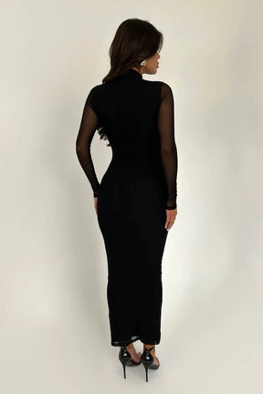 Vestido Longo Com Tule Vivella Aisha