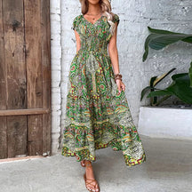 Vestido Vintage Maxi com Elástico na Cintura Vivella Ana