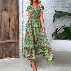 Vestido Vintage Maxi com Elástico na Cintura Vivella Ana