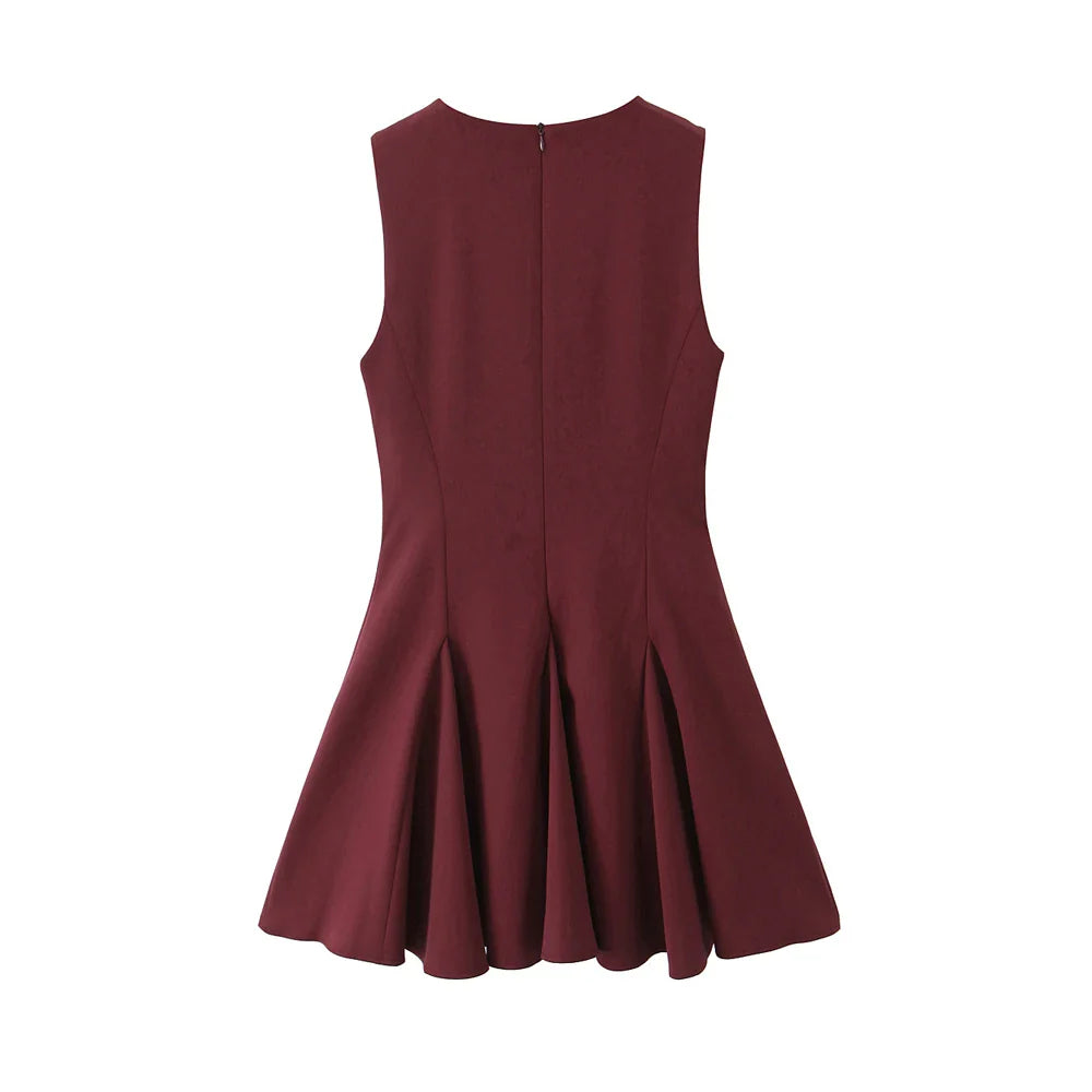 Vestido Curto Godê Barra Plissada Vivella Sienna