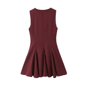 Vestido Curto Godê Barra Plissada Vivella Sienna