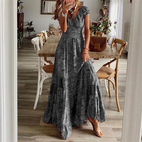 Vestido Vintage Maxi com Elástico na Cintura Vivella Ana