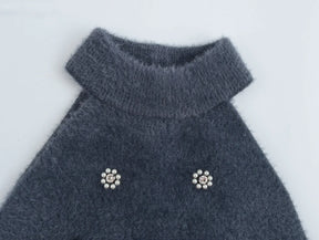 Vestido Curto Tricô com Pérolas Vivella Anya