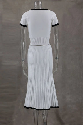 Conjunto Cropped e Saia Midi Plissada Vivella Juliette