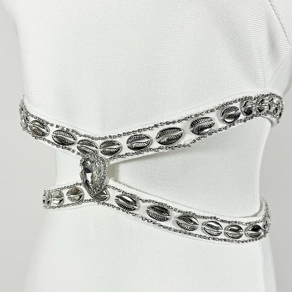 Vestido Curto com Pedrarias Vivella Cristal - Alta Elasticidade