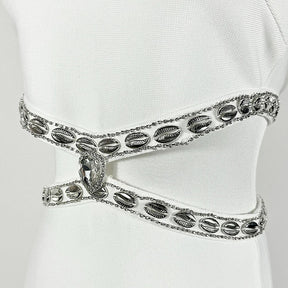 Vestido Curto com Pedrarias Vivella Cristal - Alta Elasticidade