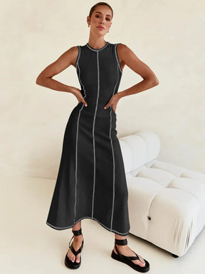 Vestido Midi de Malha Sem Mangas Vivella Eleganza
