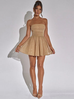 Vestido Curto Sem Alças de Brilho Vivella Glam Luxo - FULL