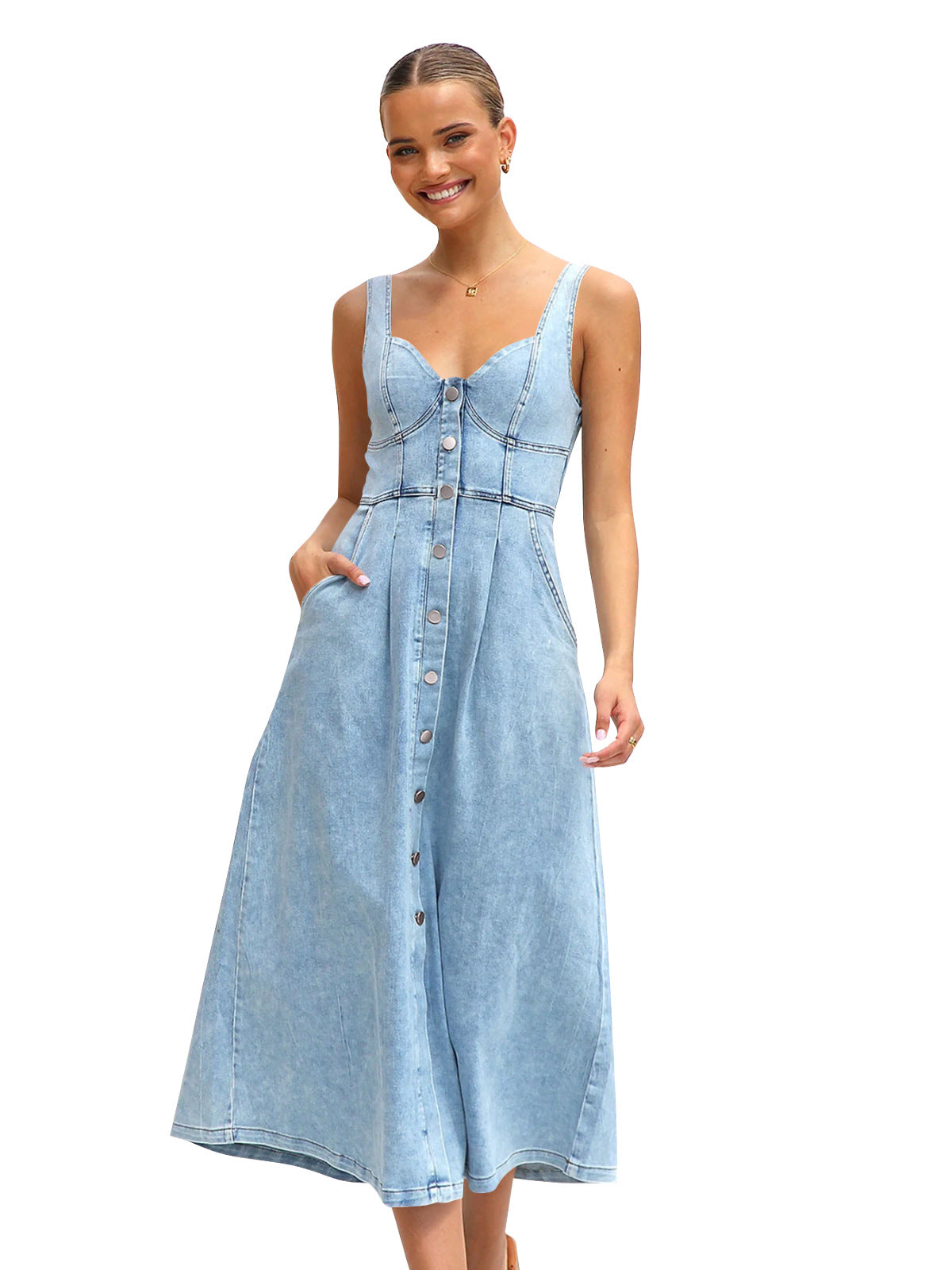 Vestido Midi Jeans Vivella Gaya