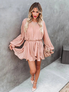 Vestido Manga Longa Plissado Tendência Boho Chic Vivella Helise
