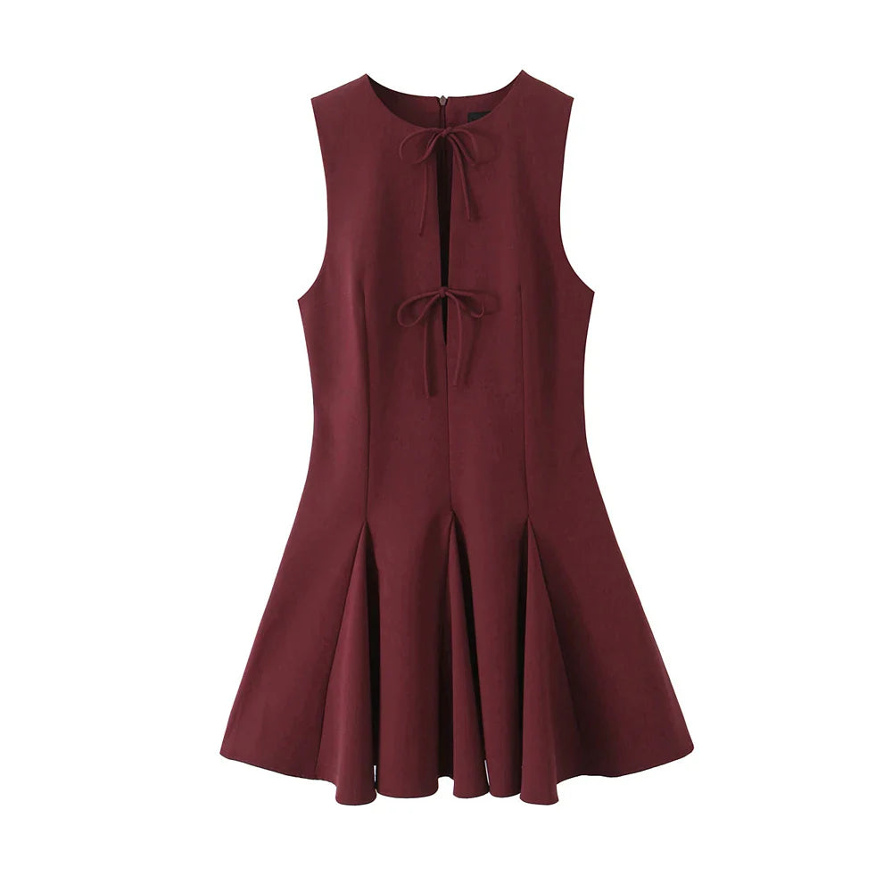 Vestido Curto Godê Barra Plissada Vivella Sienna