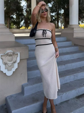 Vestido Tricô Midi Sem Alças Vivella Fiorella