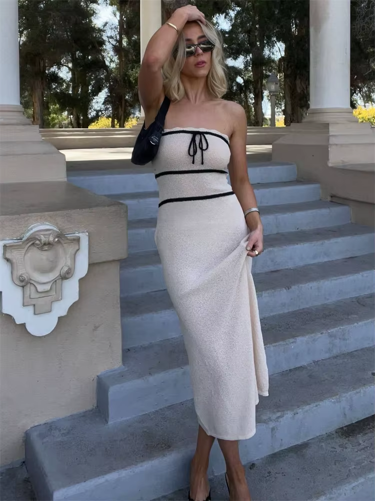Vestido Tricô Midi Sem Alças Vivella Fiorella