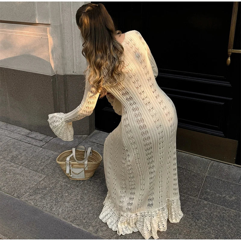 Vestido Longo Bata Cardigã em Tricô Vivella Emily