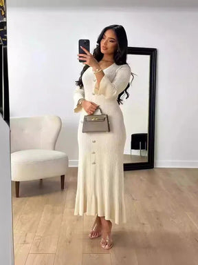 Vestido Manga Longa Flare Tricô Modal Vivella Arilene