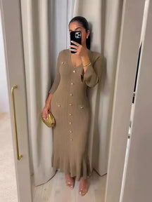 Vestido Manga Longa Flare Tricô Modal Vivella Arilene