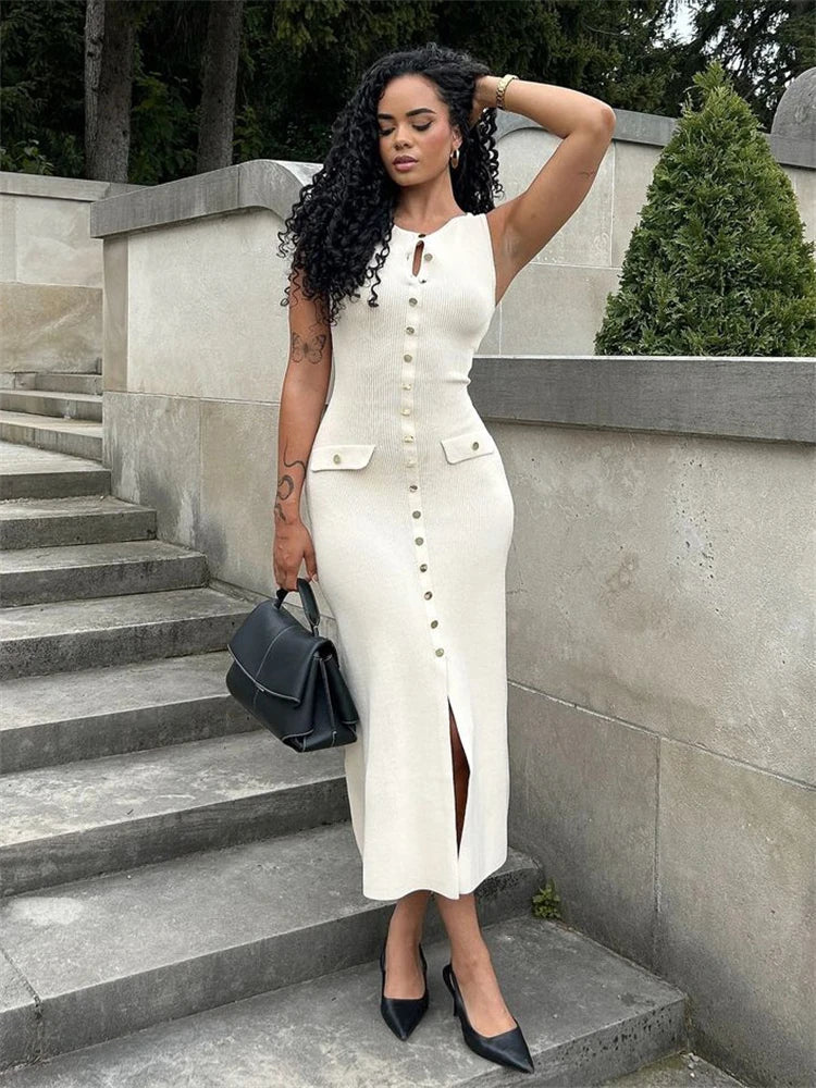 Vestido Midi Tricô Modal Alta Elasticidade Vivella Jayne