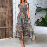 Vestido Vintage Maxi com Elástico na Cintura Vivella Ana
