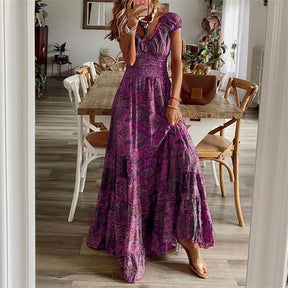 Vestido Vintage Maxi com Elástico na Cintura Vivella Ana