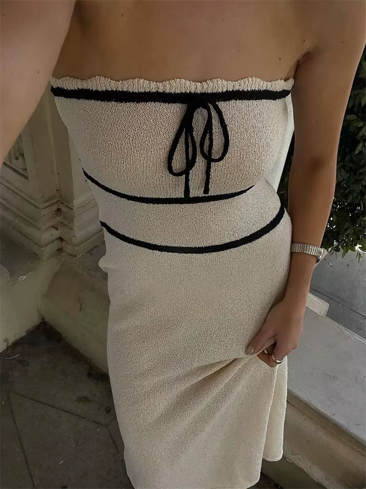 Vestido Tricô Midi Sem Alças Vivella Fiorella