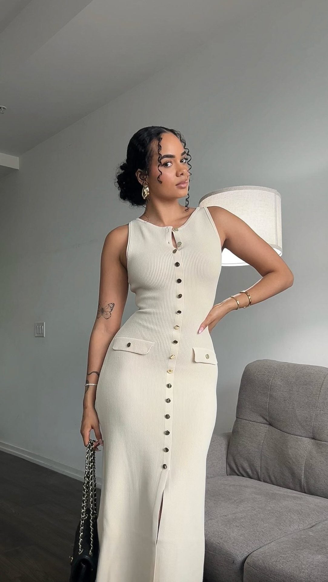 Vestido Midi Tricô Modal Alta Elasticidade Vivella Jayne