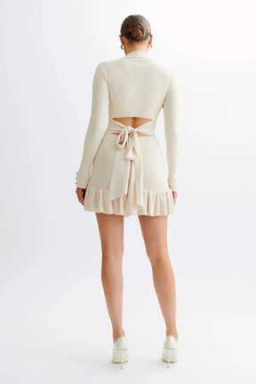 Vestido Curto Manga Longa com Botões Vivella Grace