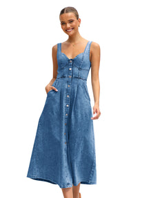 Vestido Midi Jeans Vivella Gaya