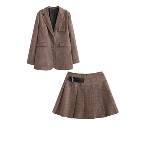 Conjunto Blazer e Saia Curta Plissada Vivella Charlotte