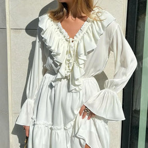Vertido Curto Manga Longa Boho Chic Vivella Aurélia