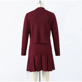 Conjunto Cardigan e Saia Plissada Vivella Alessia