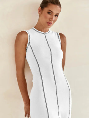 Vestido Midi de Malha Sem Mangas Vivella Eleganza