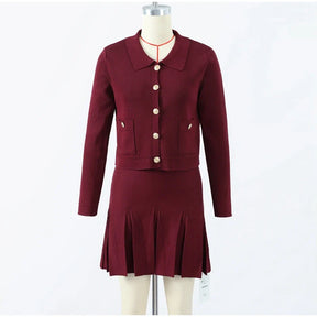 Conjunto Cardigan e Saia Plissada Vivella Alessia