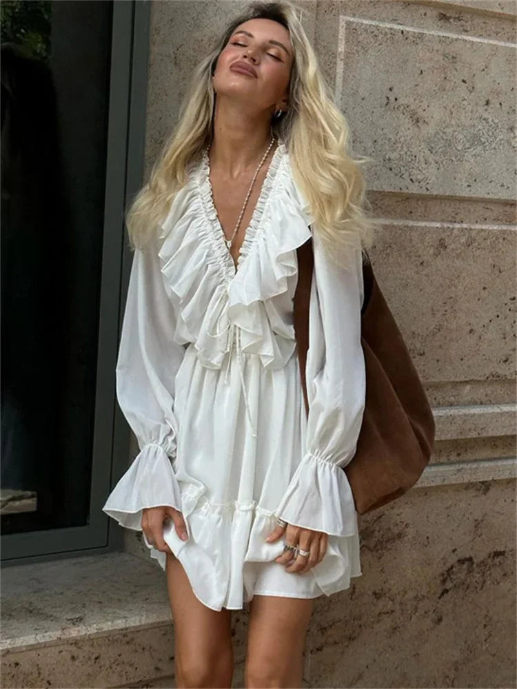 Vertido Curto Manga Longa Boho Chic Vivella Aurélia