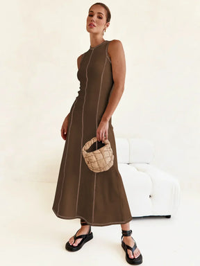 Vestido Midi de Malha Sem Mangas Vivella Eleganza